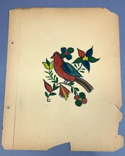 c.1900 Pennsylvania Dutch Folk Art Fraktur-Style Ink & Gouache Painting X9TT4 14