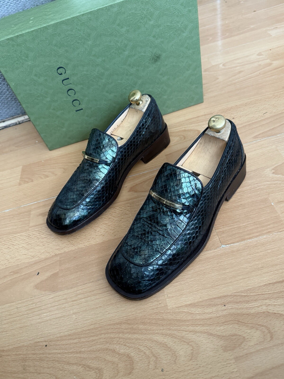 Gucci Python Snake Skin Leather Mens Horsebit Loa… - image 9