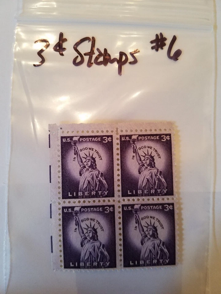 Statue of Liberty - 3 Cent US Stamps - 1954 - Scott #1035 ***EXACT ITEM*** #6 - Image 2 of 3