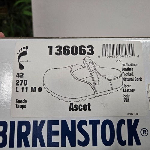 NEW! Birkenstock Suede Leather ASCOT Shoes Color: Taupe; Size: EU42 / L11 / M9 - Picture 11 of 11