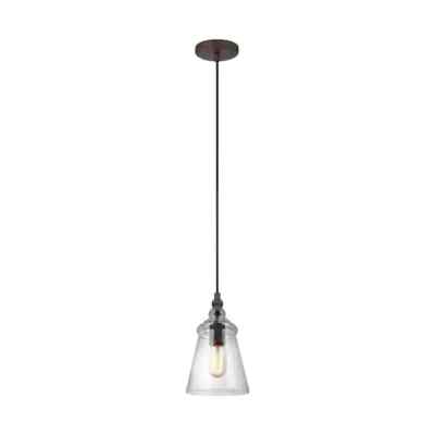 NEW Generation Lighting 1-Light Miniature Pendant Clear Seeded Glass Iron Frame