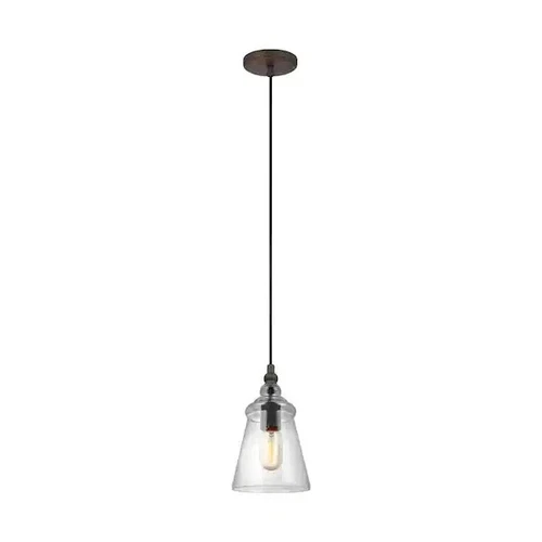 NEW Generation Lighting 1-Light Miniature Pendant Clear Seeded Glass Iron Frame - Picture 1 of 2