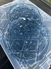 Gorgeous Annieglass Art Glass Blue Rose Flower Plate Tray Signed X2