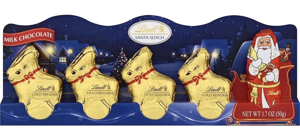 Lindt LINDOR Milk Chocolate Holday Figure Santa Claus and Reindeer