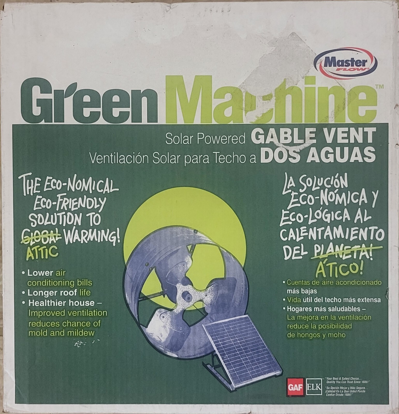 Master Flow Gable Mount Solar Attic Fan 685-CFM Solar Powered Galvanized  Steel | eBay