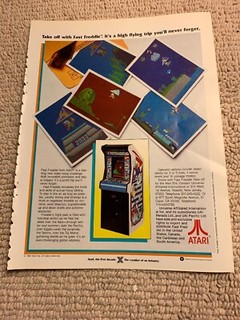 original 1982 11- 8.5''  Fast Freddie Atari arcade video game AD FLYER