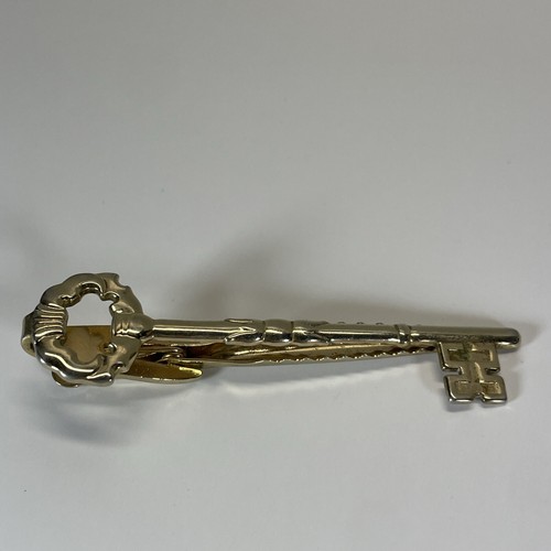 Vintage Tie Clip Bar Hickok USA Skeleton Key Goldtone - Picture 6 of 7