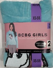 BCBG Girls' Youth 2-piece Plush Hoodie Legging Unicorn, Size XS-5/6, NWT