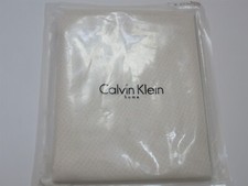 Calvin Klein Raised Mesh 3P Queen Duvet Cover Shams Set Cream Ecru NEW RARE