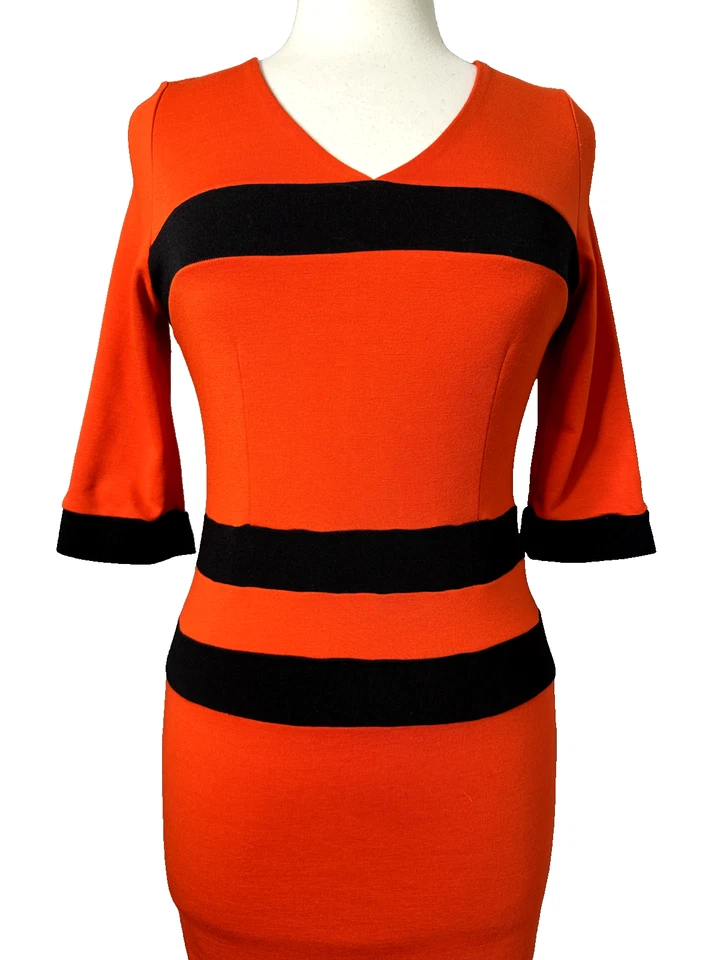 Vestido para mujer MARC JACOBS rojo negro manga 3/4 espalda completa cremallera talla 4 Foto 3 de 4