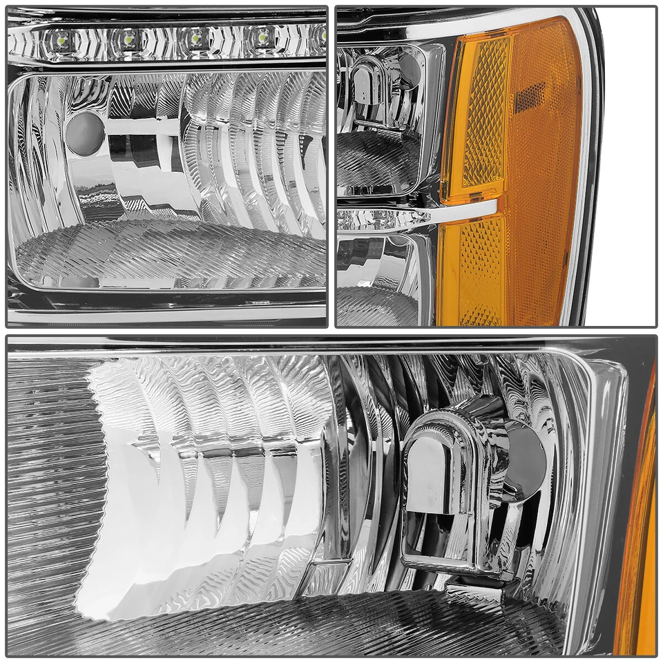 FARÓIS DE CANTO ÂMBAR PARA GMC/SIERRA 07-14 CRYSTY LED CARCAÇA CROMADA/W - Imagem 3 de 4