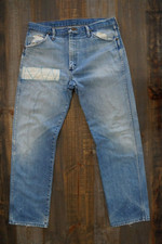 Vintage Wrangler Distressed Jeans Scovill Zipper  36 x  31 SEE PICS 4 MEAS. 