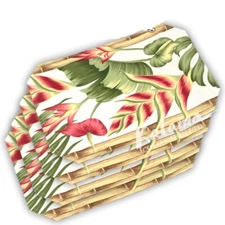 Hawaiian Table Mat 4pc Set: Hawaiian Flower white, red or teal floral placemats