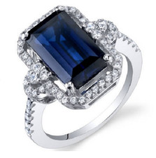 4.5CT Radiant Cut Blue Sapphire Round Cubic Zirconia Women's Gorgeous Ring.