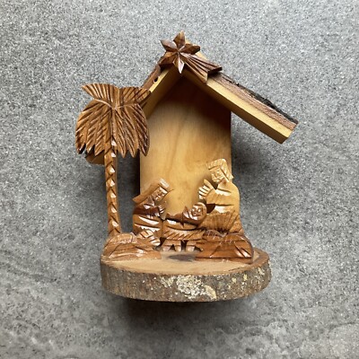 Holy Land Olive Wood 3D Nativity Scene Grotto Ornament