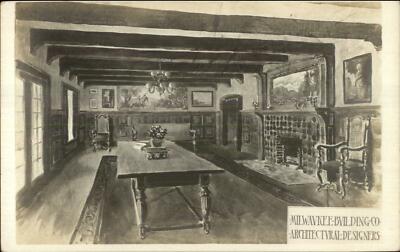 Milwaukee WI Building Co Architecure Firm Drawing of Room Real Photo Postcard