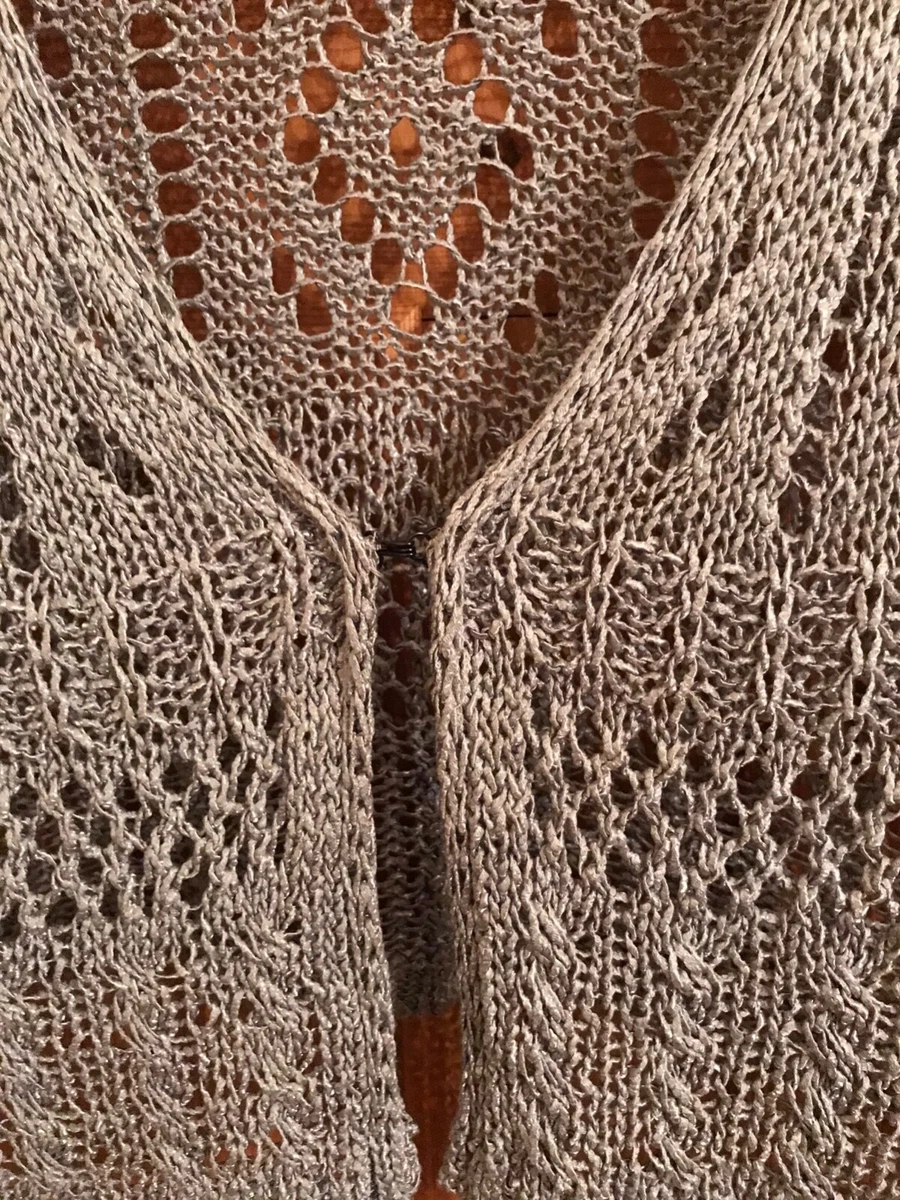 per una m s silver shug size 12 knitted cardigan bolero cover up evening top