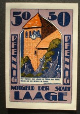 Notgeld-Schein 1921: STADT LAAGE MECKLENBURG, 50 Pfg., bfr.