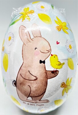 Handmade Easter Egg 6x4.5 BOWTIE BUNNY & CHICK Paper Mache-MINT/SEALED/SANITARY!