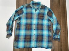 Eddie Bauer Mens Size XL Blue Plaid Button Up Shirt Long Sleeve