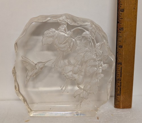 Dawn's radiance 5.5" Bradford Hummingbird relief crystal 1998 figurine NIB 63041 - Picture 4 of 5