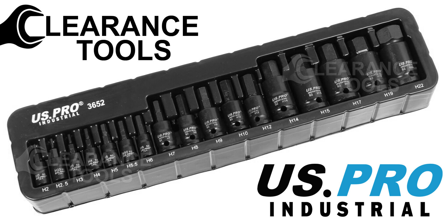 US PRO INDUSTRIAL IMPACT HEX BIT SOCKET SET H2 - H22 1/4" 3/8" 1/2"dr ...
