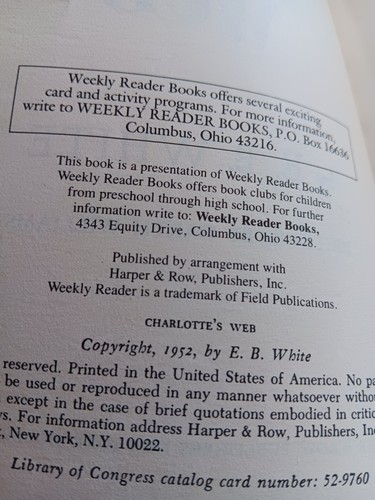 Charlotte's Web E.B. White Vintage Hardcover Book 1952 Harper and Row Publishers - Picture 7 of 9