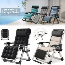 Zero Gravity Chair, Folding Lawn Recliner Patio Reclining Padded Chair w/ Mat