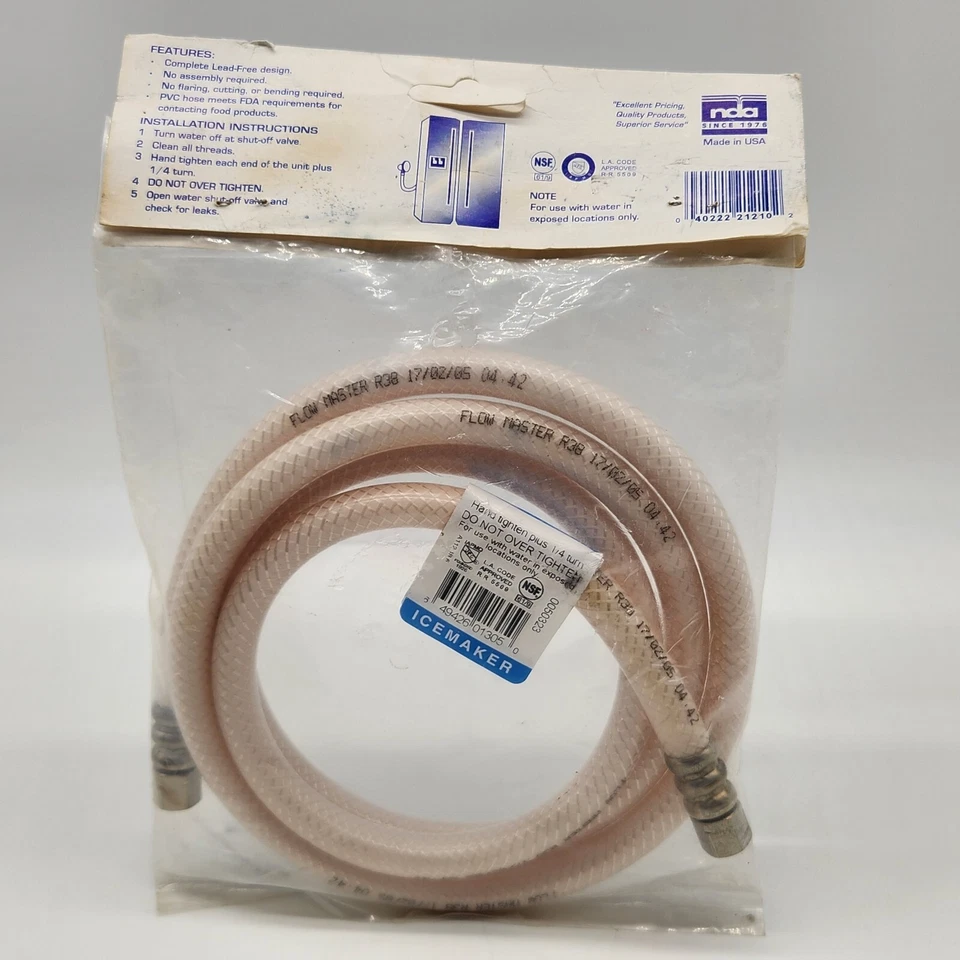 Línea de conexión para máquina de hielo sin plomo S#49599 5' 1/4c x 1/4c poli trenzado por NADA Foto 2 de 4