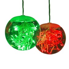 2-Pack GE StayBright 100 LED Red Green Globe Lights - 4 3/4" Dia.