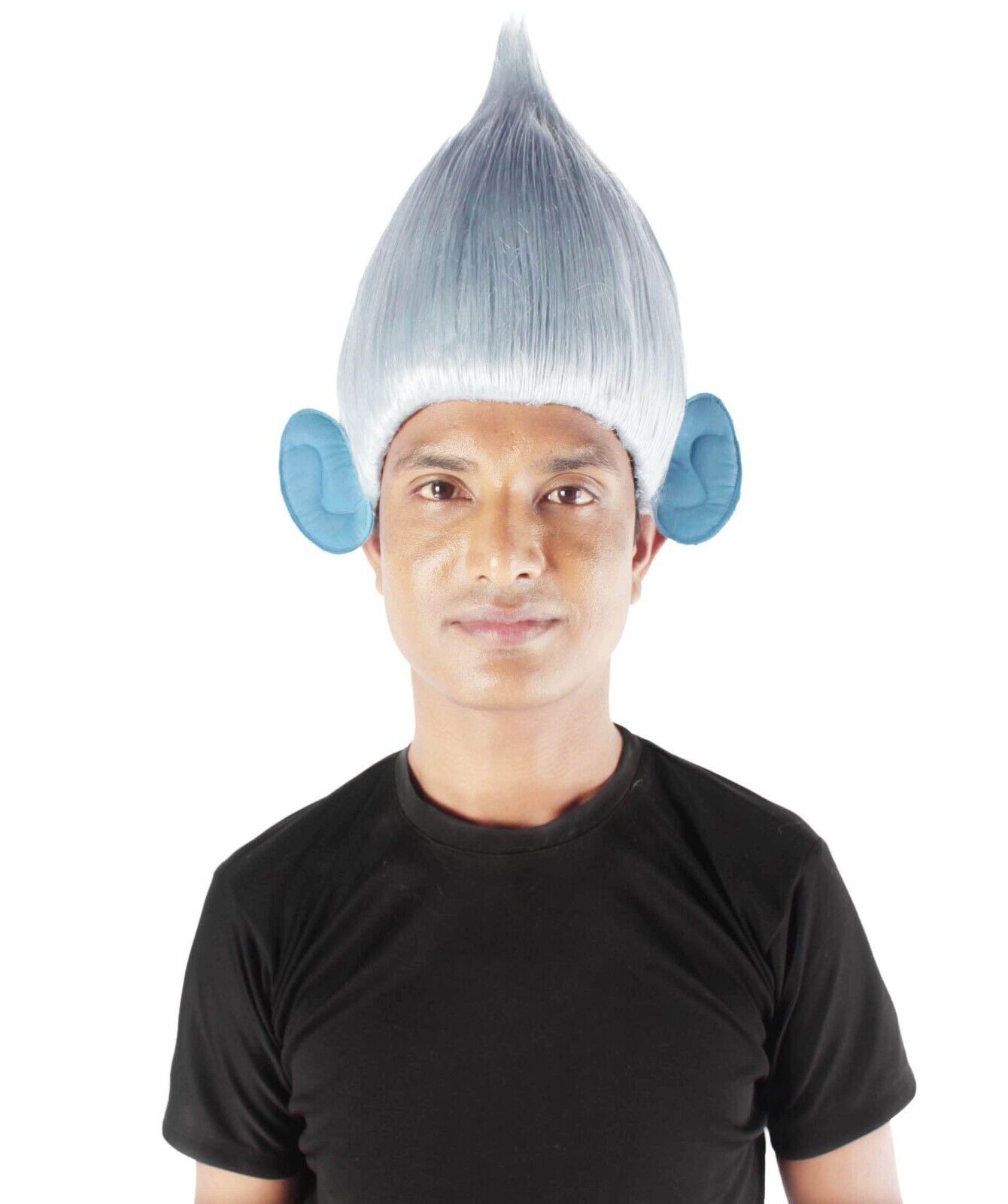 HPO Adult Men's Pointy Fairy Troll Wig with Blue Ears, HM-600A-DGY