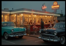 Digital Image Picture Photo Wallpaper Background AI Art  50's American Drive-in1