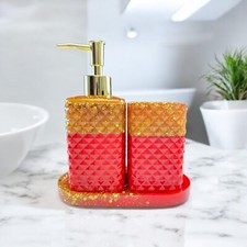 Zahnbürstenhalter & Seifenspender - Epoxidharz Bad-Set mit Glitzer