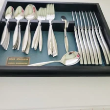 Vtg Scientific Solid Stainless by Oneida Ltd  Flatware 50 Pcs Serving For 8 