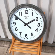 Huge 51cm 1970s industrial factory Russian railway style vintage wall clock