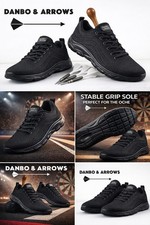 Dartschuhe Größe 10 UK uni komplett schwarz Danbo & Pfeile Schnürung leicht