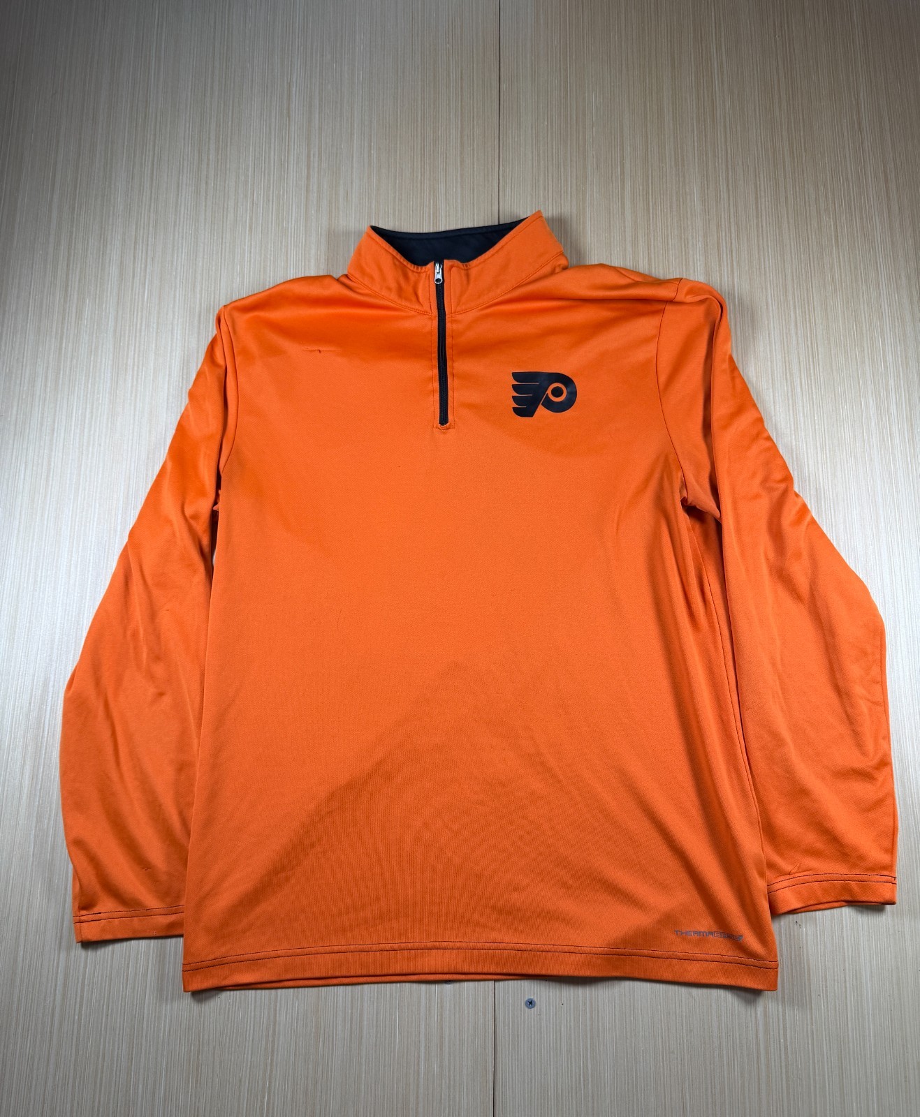 Philadelphia Flyers Shirt Mens Large Orange Majestic NHL Ice Hockey Quarter Zip