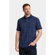 Vintage Tommy Hilfiger Navy Blue All Over Flag Print Polo Shirt Mens XL