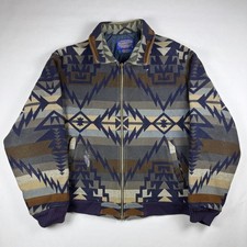 Vintage Pendleton Western Wear Zip Wool Jacket Southwestern Jacquard Large USA