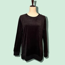 Felina Black Velour Sweatshirt  Joggers Set S NWT