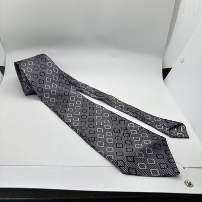 A. Vincenzo Tie Gray Scale Geometric Polyester Necktie