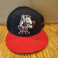 Binghamton Rumble Ponies MiLB Fitted Hat 7 1/4 New Era 59FIFTY Red Boxer Logo