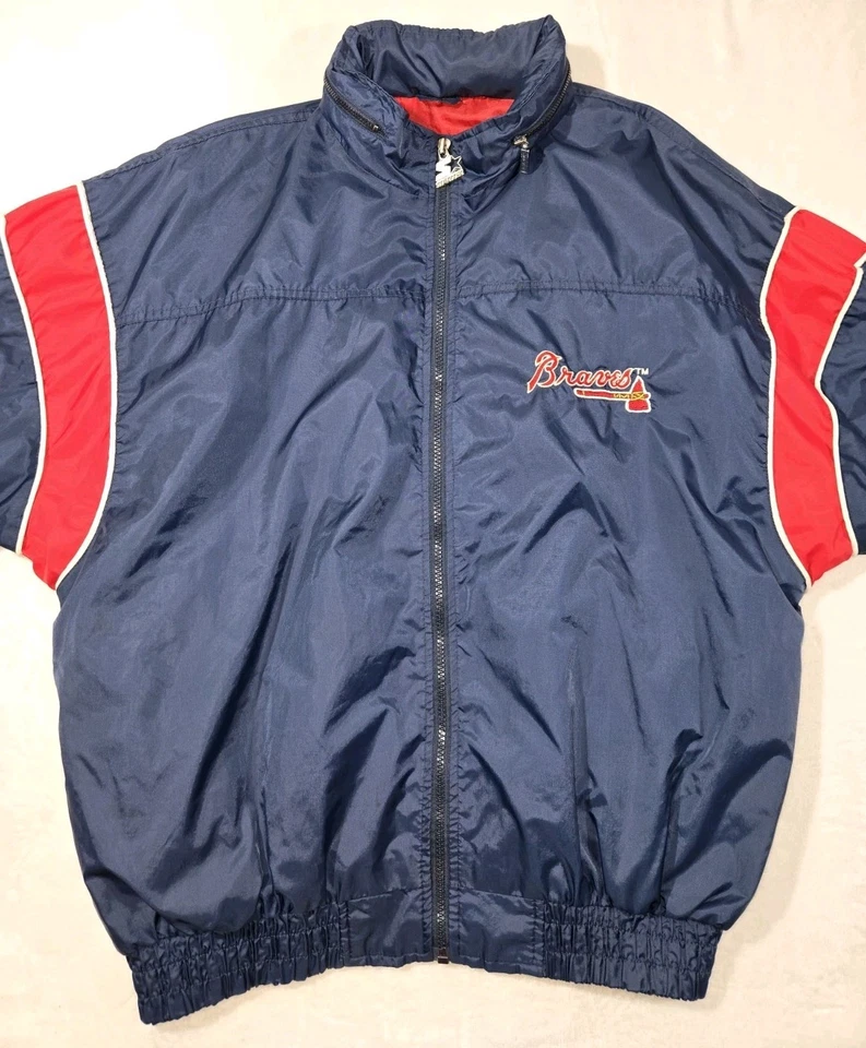 MLB Starter Full Zip Atlanta Braves Nylon Windbreaker Jacket Mens Large - Image 3 of 4