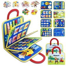 Montessori Busy Board Book - Newly Upgraded Sensory Travel Toy for Toddlers...