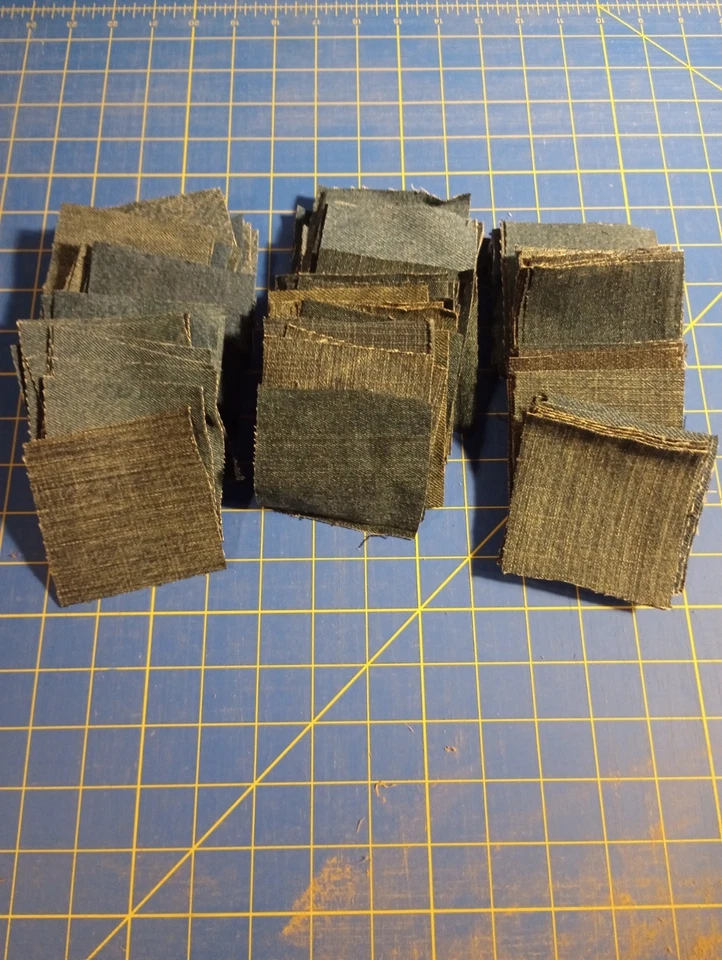  Denim Blue Jean Fabric Squares 3 " X 3 " Lot Of 150 For Rag Quilt Craft - Image 2 of 2