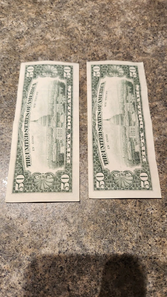 1988 $50 Fifty Dollar Bill Consecutive Numbers - Image 2 of 4