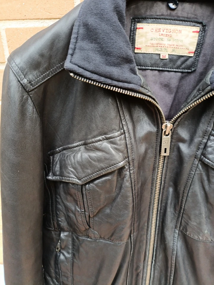 Giubbotto Pelle Chevignon Vintage  M Bomber Vera Pelle Nero  - Imagen 4 de 4