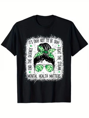 Mental Health Matters Messy Bun Mental Health Awareness T-Shirt, fashionable sho