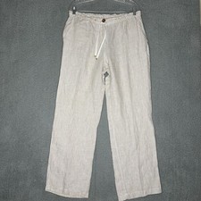 Jones New York Signature Striped Linen Blend Wide Leg Pants Size 10