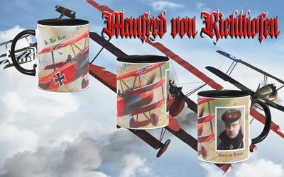 Manfred von Richthofen Tasse Fliegerass Der Rote Baron Fokker Jagdflieger #1s